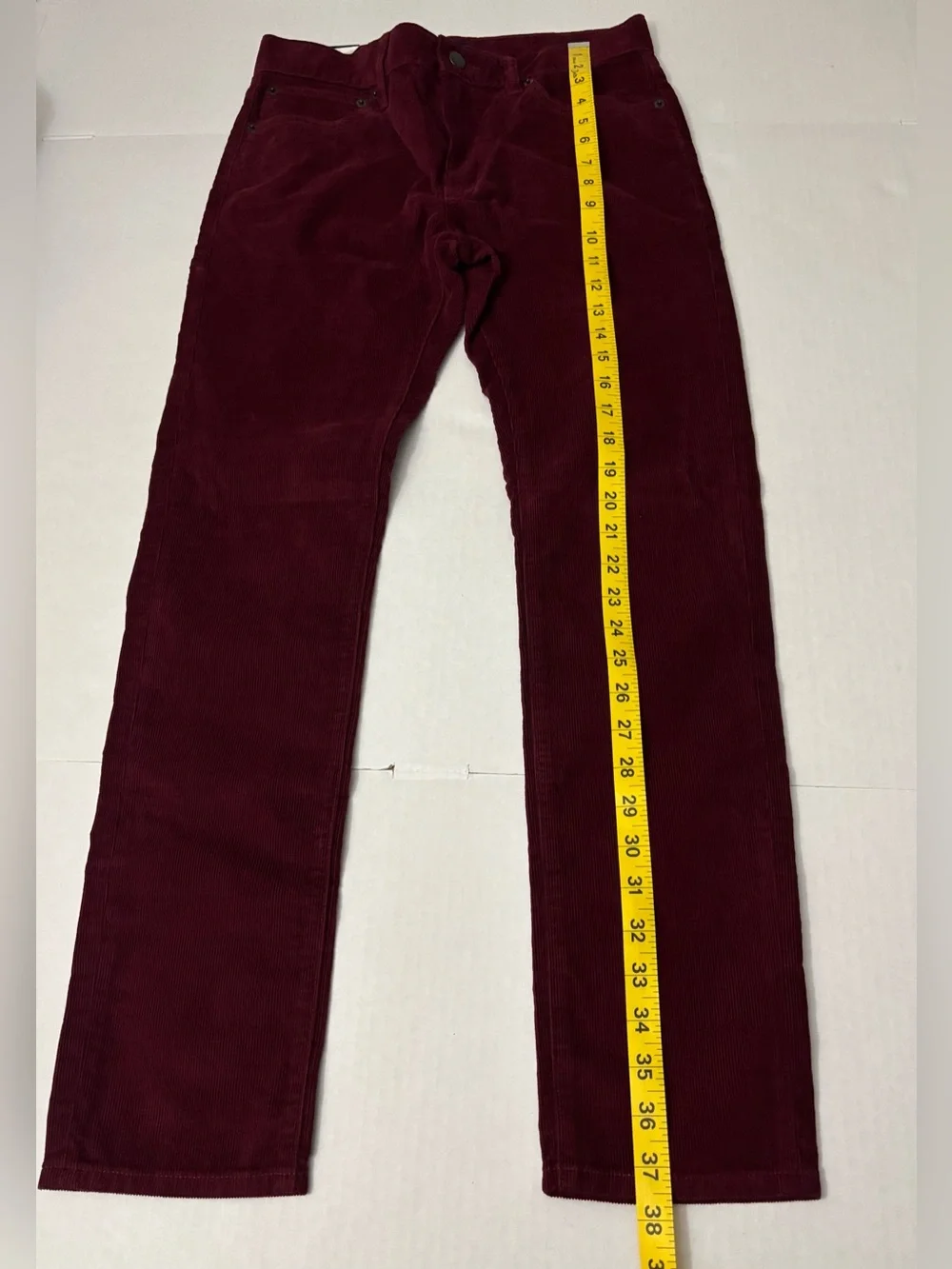 J Crew Corduroy Pants Mens 28x30 Burgundy Flex Slim